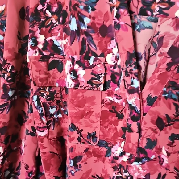 Torrid Romantic Floral Shirtdress Crepe de Chine Pink Floral Dress 0X - Picture 5 of 13